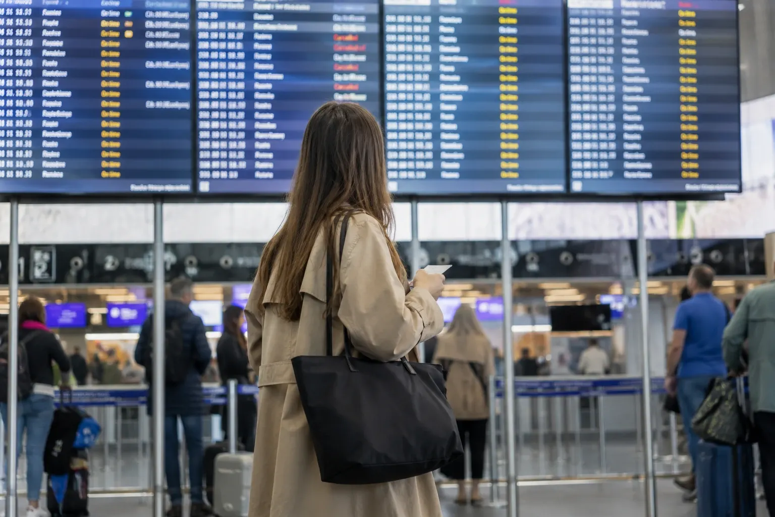 femeie în aeroport
